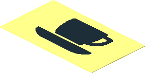 Sticker  1.1 x  1.9 with Black Cup and Saucer on Transparent Background