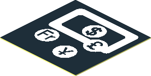 Sticker  1.1 x  1.1 with White Banknote and Coins on Black Background