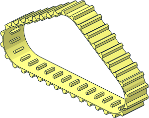 Caterpillar Track 2.5 Wide with 36 Ridges (Formed for 3 Wheel Rim 20 x 30 Isosceles)