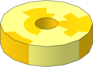 Disc  1.6 x  1.6 with Bar Hole with Marbled Yellow Pattern