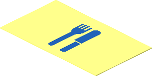 Sticker  1.1 x  1.9 with Blue Fork and Knife