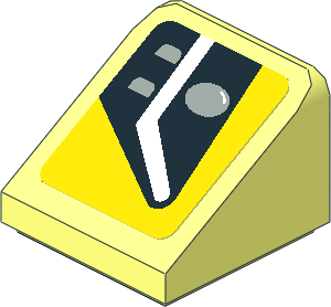 Slope Brick 31  1 x  1 x 0.667 with Black Headlamp on Yellow Background Right Sticker