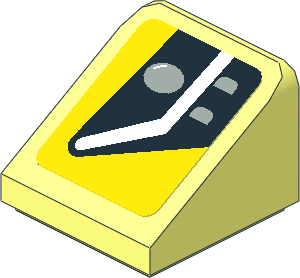 Slope Brick 31  1 x  1 x 0.667 with Black Headlamp on Yellow Background Left Sticker