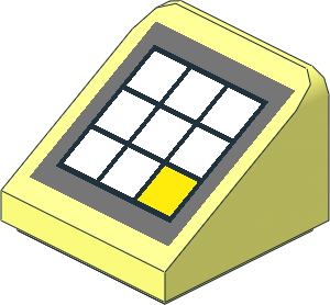 Slope Brick 31  1 x  1 x  0.667 with 1 Yellow and 8 White Squares Pattern