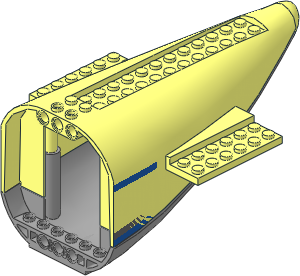 Plane Aft Section  8 x 16 x  7 with Light Bluish Grey Bottom and Blue Stripes Pattern