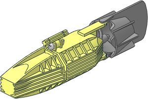 Electric Motor Boat with Light Bluish Grey  2 Blades Propeller and Rudder