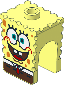 Minifig Head SpongeBob with Happy Pattern
