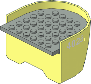 Boat Section Stern  6 x  6 x  3.333 with Light Grey Deck with White "4025" Stickers on Both Sides
