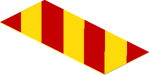 Sticker  0.8 x  1.8 with Red/Yellow Stripes Right Down