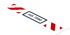 Sticker  1 x  3.8 with "HA 7990", Red/White Stripes, White Edges