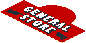 Sticker  2.9 x  4.8 with "GENERAL STORE" Sign