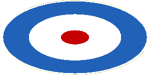 Sticker  5.8 x  5.8 Round with Red/White/DarkBlue Concentric Rings