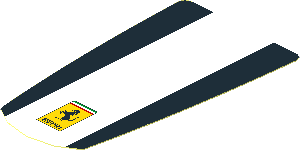 Sticker  3.3 x  1.8 with White Stripe on Black Background and Logo Ferrari Rectangular