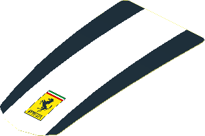 Sticker  3.3 x  1.8 with White Stripe on Black Background and Logo Ferrari Rectangular (Formed)