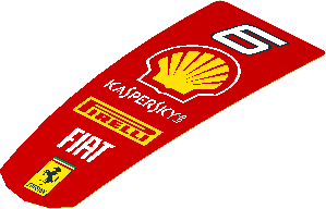 Sticker  4.3 x  1.8 with "6" and Logos on Red Background (Formed)