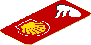 Sticker  1.7 x  0.8 Left with Logos Shell and Santander on Red Background