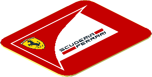 Sticker  1.0 x  0.8 with Logo Scuderia Ferrari on Red Background
