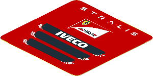 Sticker  1.8 x  1.8 with Iveco Stralis Truck Front with Logo Scuderia Ferrari on Red Background