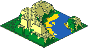 Baseplate 32 x 32 Canyon with Island with Blue and Yellow Stream Pattern