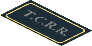 Sticker  1.9 x  3.8 with Silver "T.C.R.R" in Gold Frame