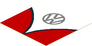 Sticker  1.9 x  1.9 with VW Logo on Red/White Bus Front