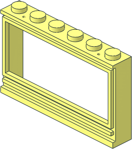~Window  1 x  6 x  3 Panorama with Solid Studs, Holes