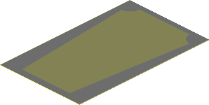 Sticker  2.8 x  1.7 with Olive Green Trapezoid with Cut Corners on Dark Bluish Grey Background