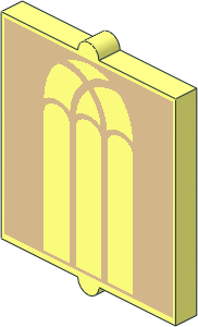 Glass for Window  1 x  2 x  2 with Tan Gothic Ornament Pattern