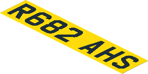 Sticker  0.8 x  3.7 with "R682 AHS" on Yellow Background