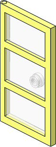 Door  1 x  4 x  6 with 3 Panes and Stud Handle with Trans Clear Glass (Complete)