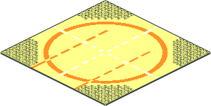 Baseplate 32 x 32 Road 9-Stud Landing Pad Type 2 (Orange) Pattern
