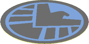 Sticker  1.8 x  1.8 Round with Dark Bluish Grey SHIELD Logo on Medium Blue Background