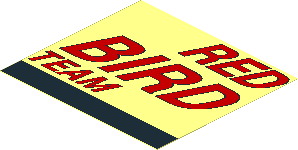 Sticker  2.7 x  3.0 with Red "RED BIRD TEAM" and Black Stripe Left