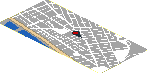 Sticker  1.8 x  3.8 with Map Street Level with Red Pin