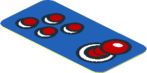 Sticker  0.9 x  1.8 Red Buttons and Joystick on Blue Background