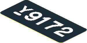 Sticker  0.8 x  1.8 with White Number Plate "y9172" on Black Background