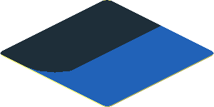 Sticker  1.8 x  1.8 with Black Trapezoid on Blue Background Left