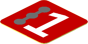 Sticker  0.8 x  0.8 with White Number 1 and  3 Dark Grey Circles Left on Red Background