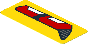 Sticker  0.8 x  1.9 with Red and White Taillamp on Yellow Background Right