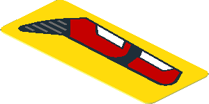 Sticker  0.8 x  1.9 with Red and White Taillamp on Yellow Background Left