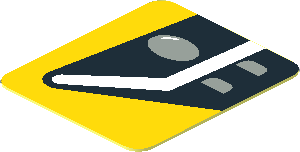 Sticker  0.9 x  0.8 with Black Headlamp on Yellow Background Left