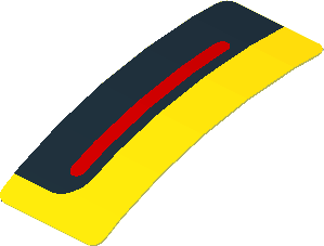 Sticker  0.8 x  1.9 with Red Stripe on Black and Yellow Background Right (Formed)