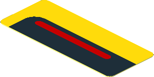 Sticker  0.8 x  1.9 with Red Stripe on Black and Yellow Background Left