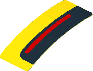 Sticker  0.8 x  1.9 with Red Stripe on Black and Yellow Background Left (Formed)