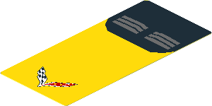 Sticker  4.0 x  1.8 with Chevrolet Corvette Z06-C7 Logo on Yellow Background and Dark Grey Air Vents on Black Background