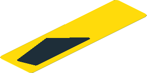 Sticker  2.9 x  0.8 with Black Trapezoid on Yellow Background Left