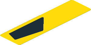 Sticker  2.9 x  0.8 with Black Trapezoid on Yellow Background Right