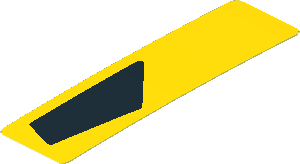 Sticker  2.9 x  0.8 with Black Trapezoid on Yellow Background Right (Formed)