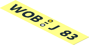 Sticker  0.8 x  2.8 with Black "WOB J 83" on Transparent Background