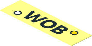 Sticker  0.8 x  2.8 with Black "WOB" on Transparent Background